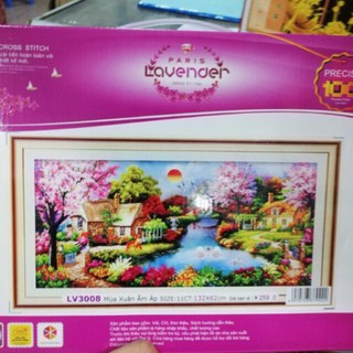 Tranh thêu chữ thập mùa xuân ấm áp LV3008 chưa thêu