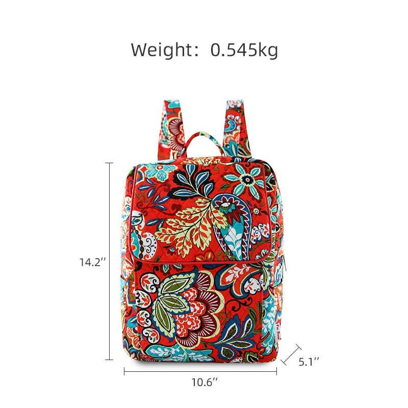 Ba Lô Canvas Siêu Nhẹ In Họa Tiết Thổ Cẩm Xinh Xắn