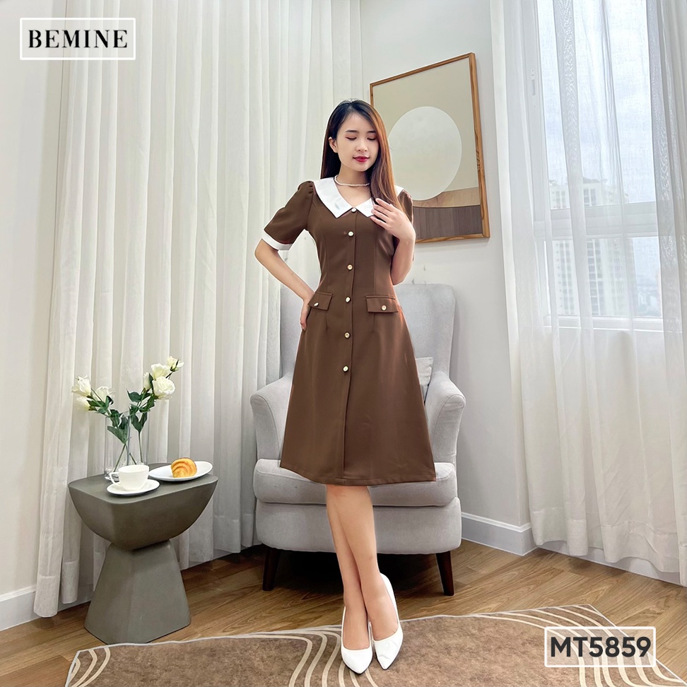 Đầm phối cổ chữ V túi giả BEMINE MT5859