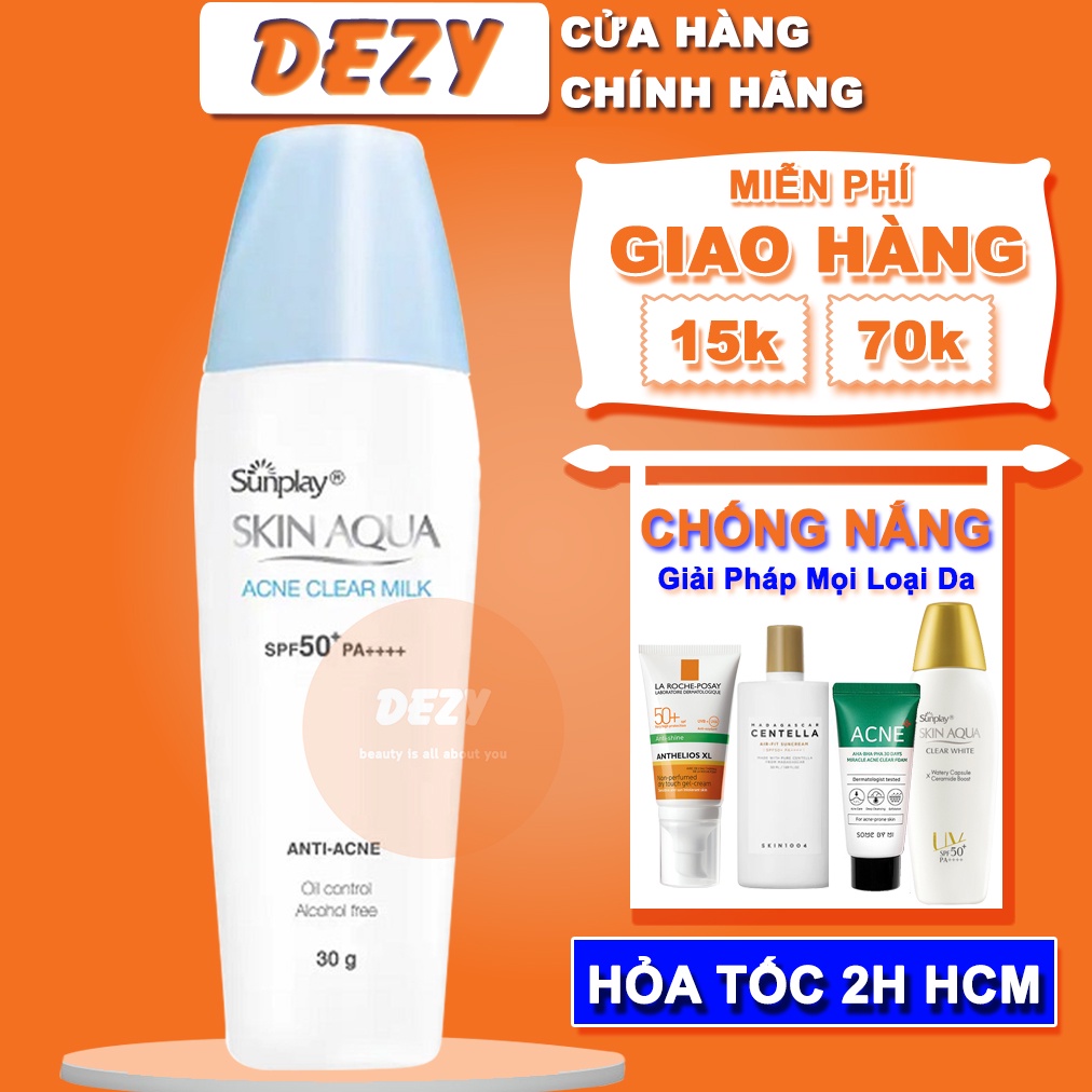 Kem Chống Nắng Skin Aqua Cho DA MỤN CHÍNH HÃNG Ngừa Mụn Acne Clear  Kcn Sunplay Rohto Dưỡng Ẩm Da Dầu Da Nhạy Cảm Dezy