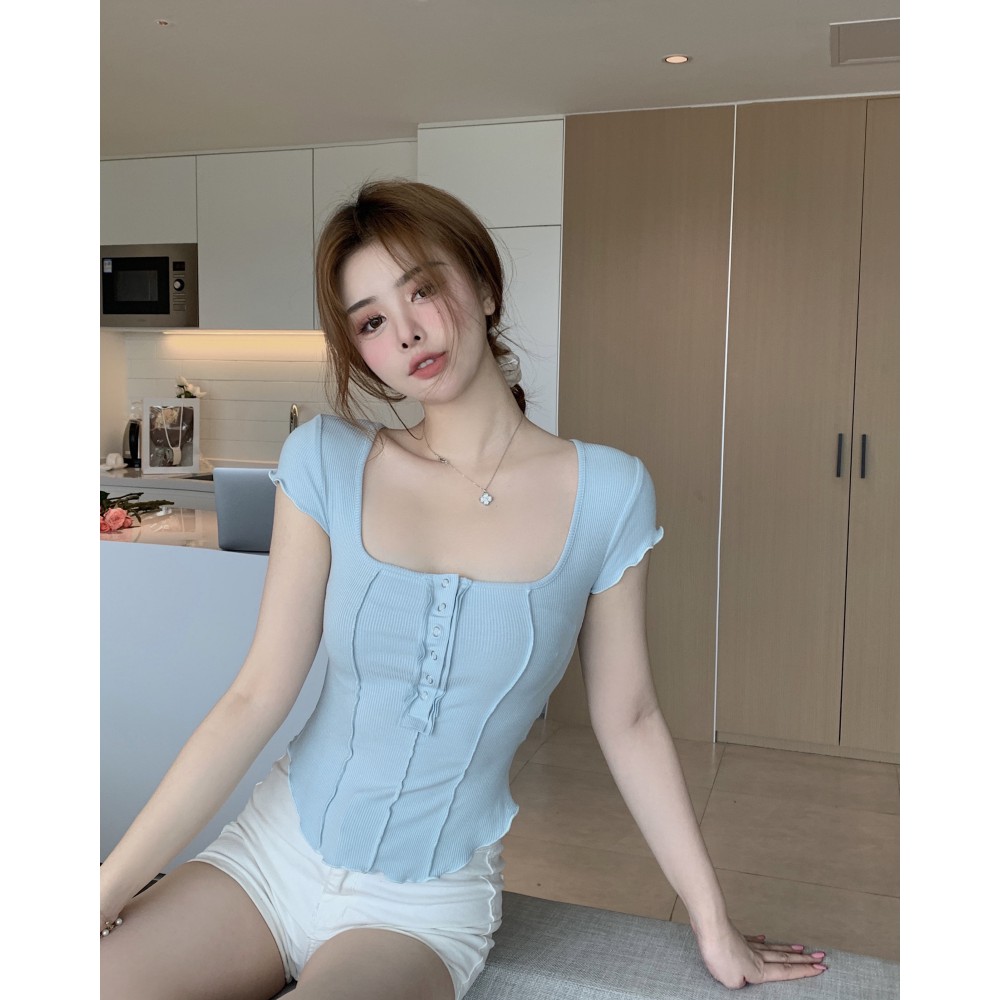 Áo Thun Tay Ngắn Cổ Chữ U Thời Trang Dành Cho Nữ