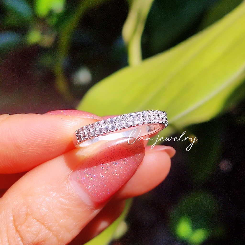 Nhẫn bạc Nhẫn 2 hàng đá Bạc ta Van Jewelry V10016 hai hàng đá