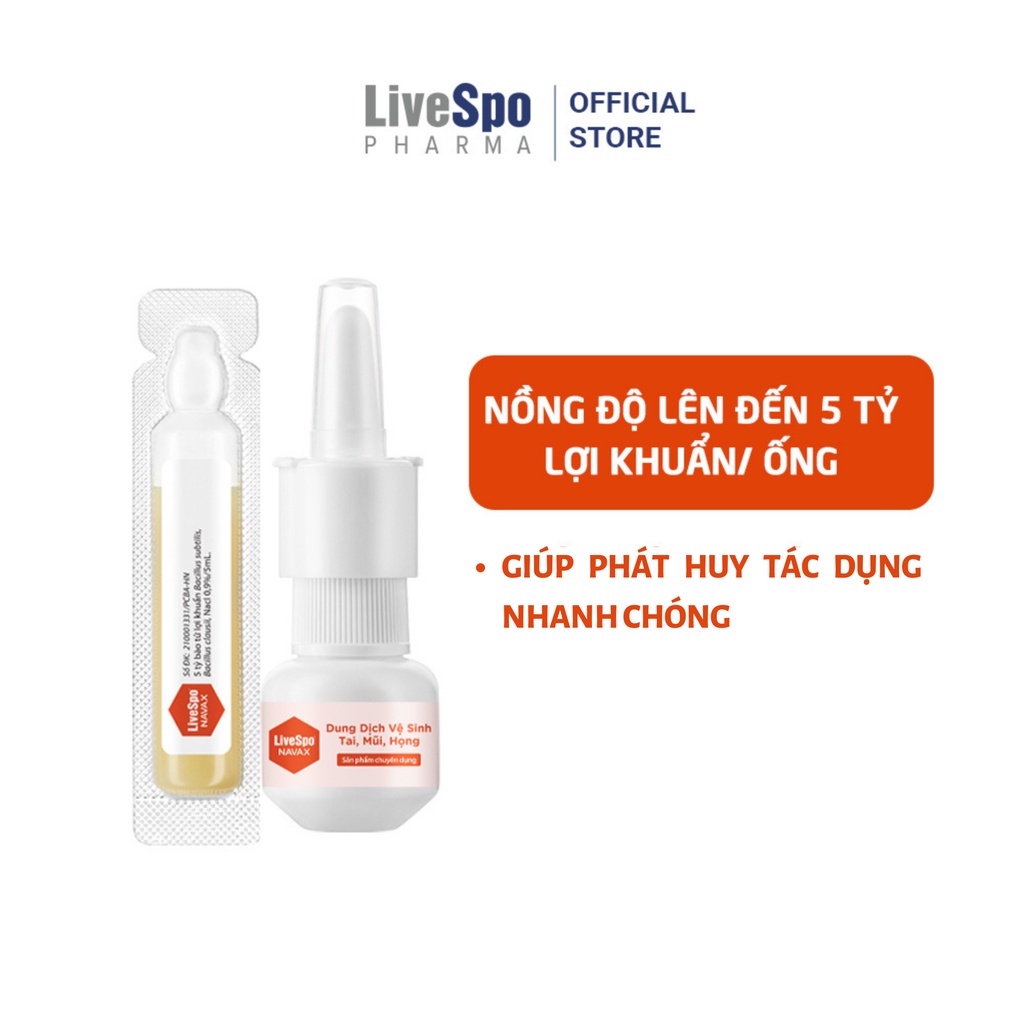 2 Hộp LiveSpo Navax Bảo vệ hô hấp, phòng Nghẹt Mũi, Sổ Mũi (Hộp 4 ống x 5ml/ống)