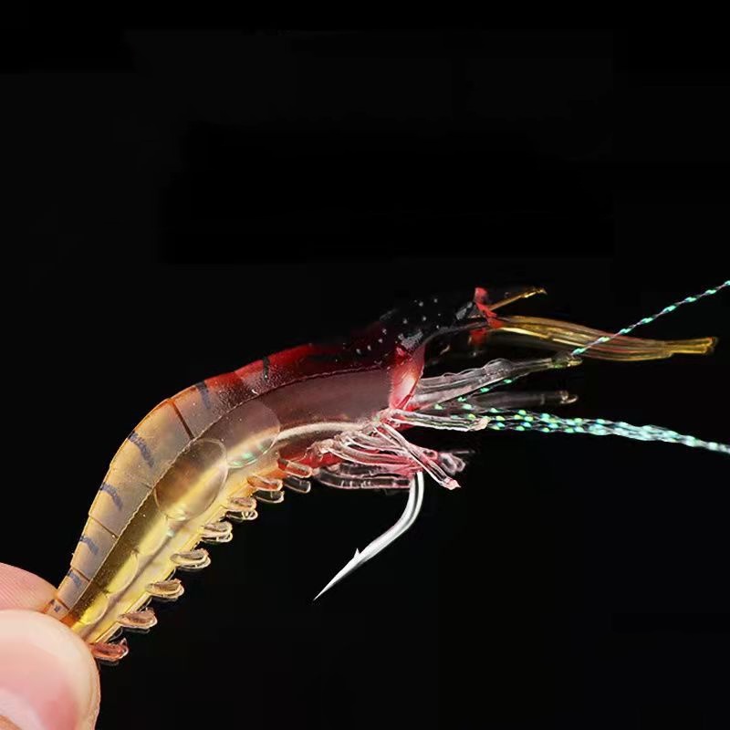 1 Mồi Câu Cá Giả Hình Tôm Bằng Silicone Mềm Phát Sáng