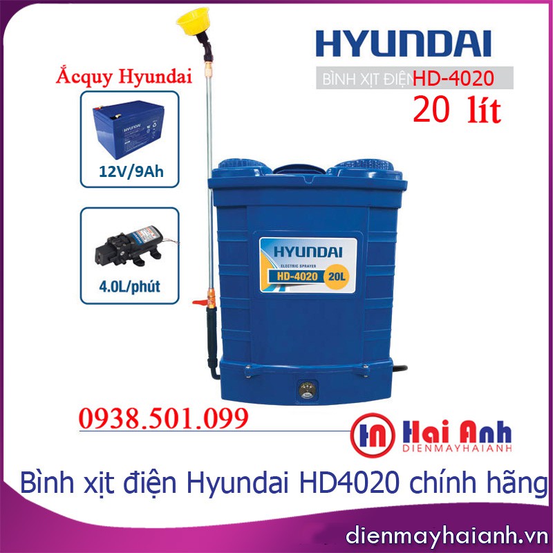 Bình xịt điện phun thuốc Hyundai chính hãng chất lượng cao. Máy bơm thuốc khử khuẩn, trừ sâu, diệt côn trùng