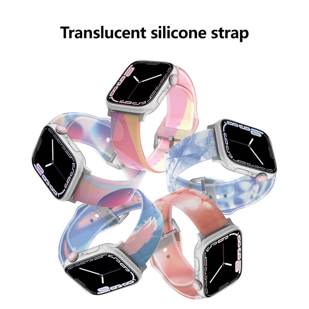 Dây Đeo Đồng Hồ Bằng Silicone Trong Suốt Cho Apple Watch 49mm 45Mm 41 42mm 40 44 38Mm Iwatch ultra 8 7 6 SE 5 4 3