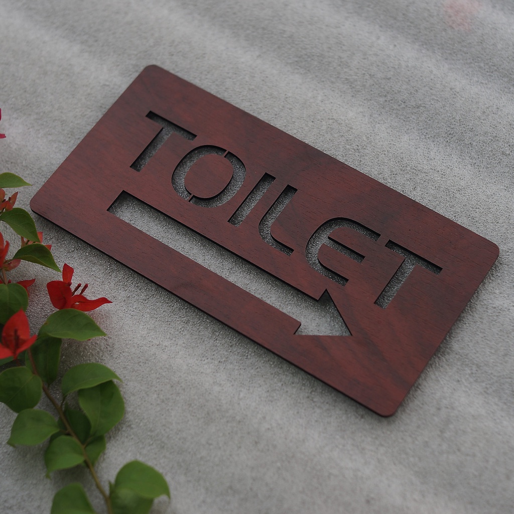 Bảng Gỗ Vintage Decor Toilet - WC Nam Nữ - Resroom Chỉ hướng nhà vệ sinh