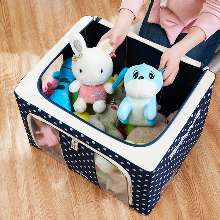 Hộp Vải Khung Thép Đựng Quần áo Chăn Màn Đồ Chơi Trẻ Em Có thể gấp gọn Sắp xếp Tủ Quần áo Gọn Gàng Cỡ Lớn 72L