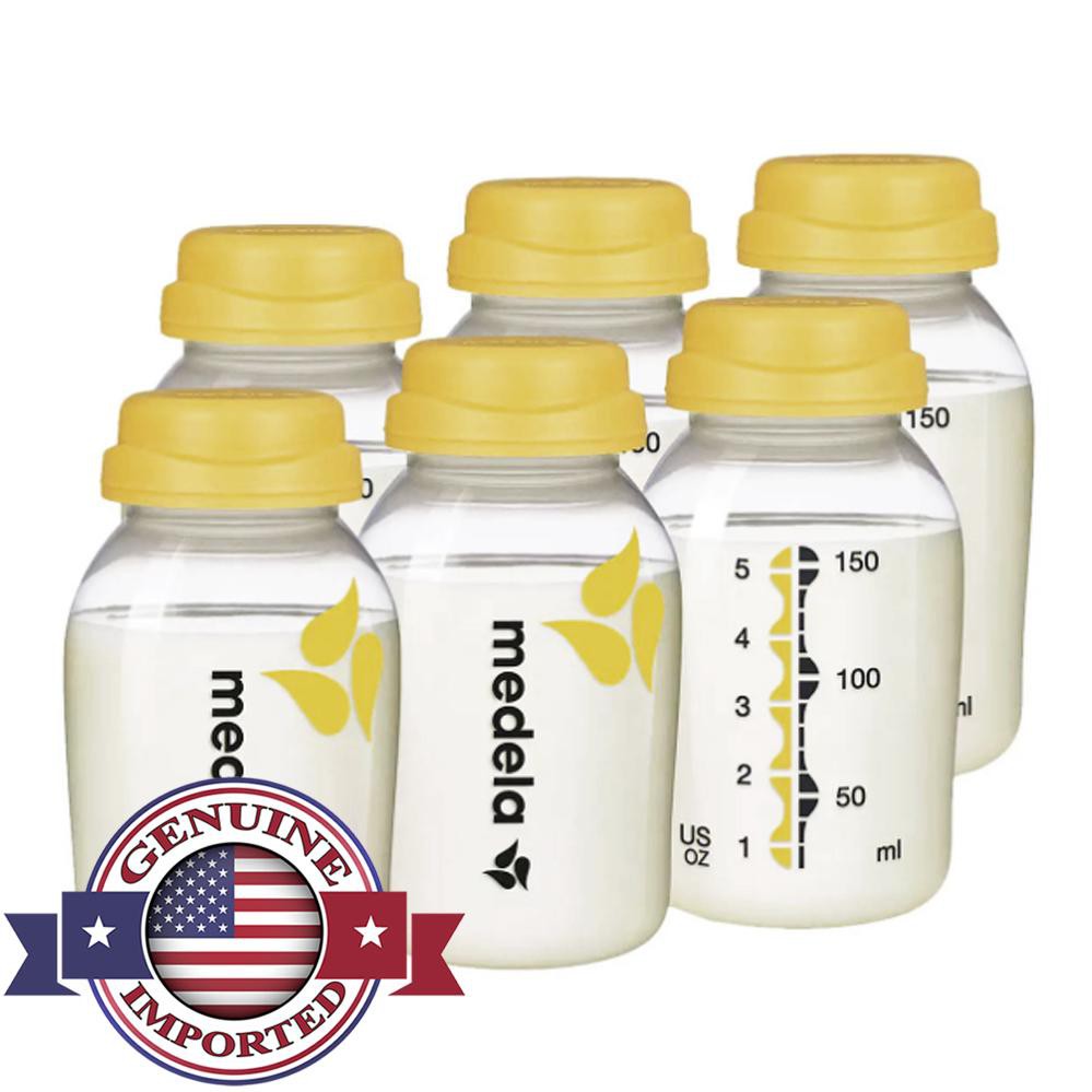 Bình trữ sữa mẹ logo hoa mai vàng 150ml USA nắp 2 tầng sóng dễ vặn và chắc chắn