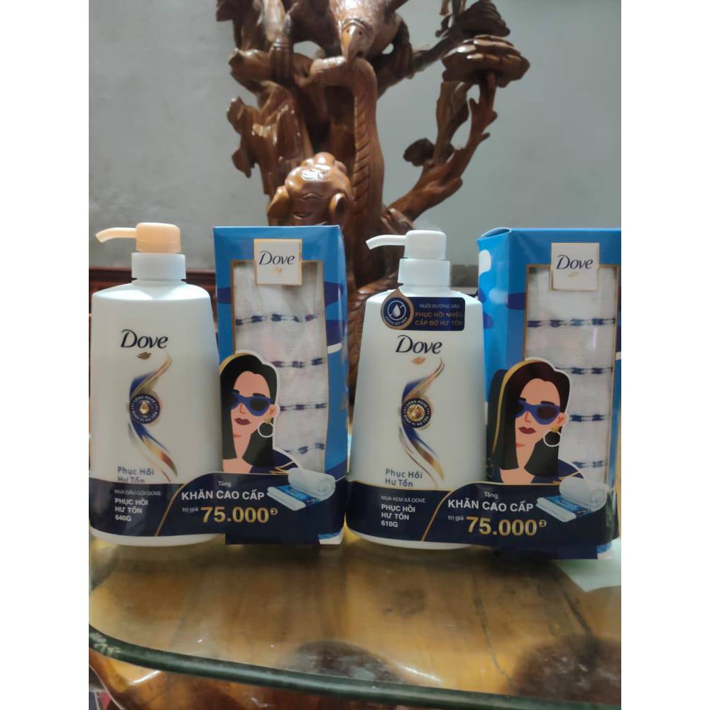 Dầu Gội/Dầu Xả Dove 650g Tặng Khăn Tắm Cao Cấp