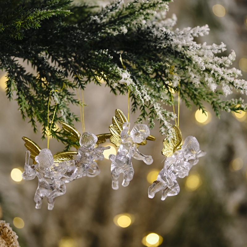 Set 4 Thiên Thần Trong Suốt Trang Trí Cây Thông Noel