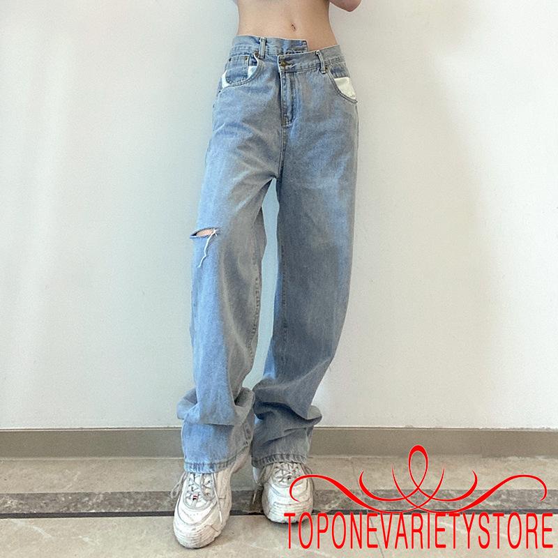 Quần jeans lưng cao thiết kế thời trang dành cho nữ