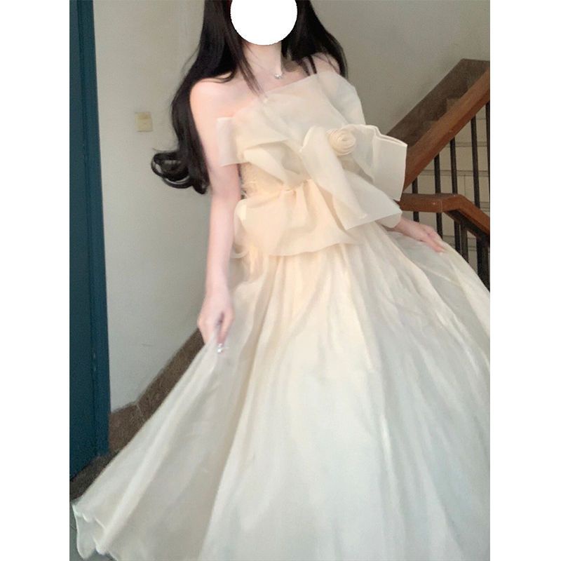 Bộ Áo Ống Ngắn + Chân Váy Lưới Eo Cao Thời Trang Mùa Hè 2022 Phong Cách Pháp Hàng Mới Dành Cho Bạn Nữ