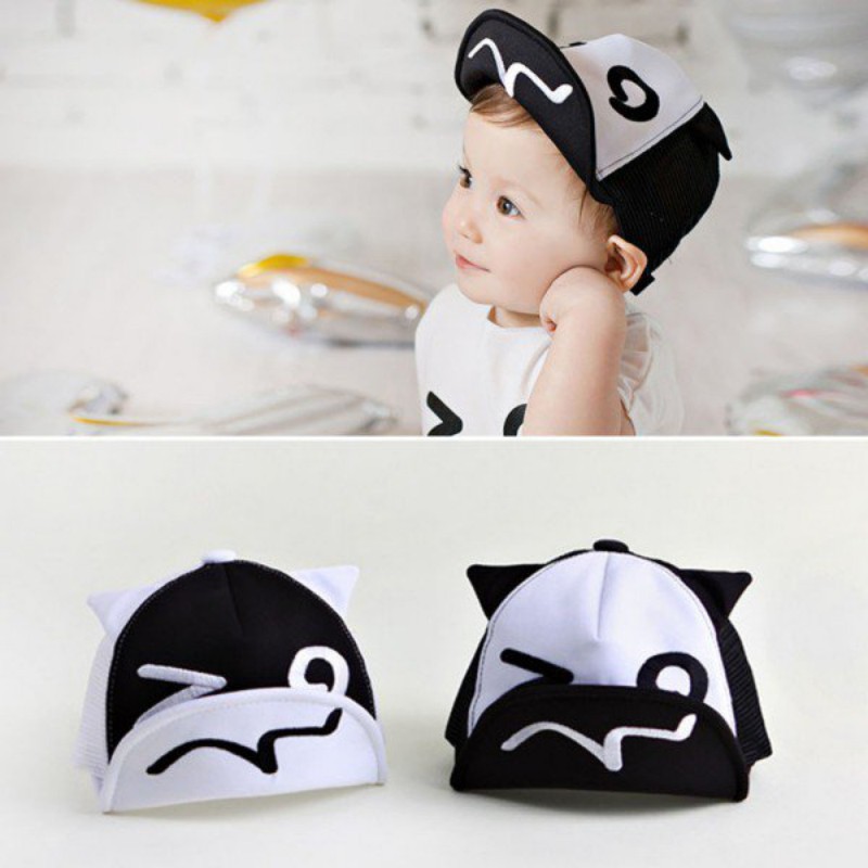 Mũ lưỡi trai tai mèo vải cotton dễ thương cho bé trai 1-5 tuổi