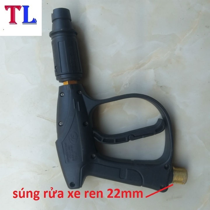 Súng rửa xe ❤️FREESHIP❤️ súng xịt rửa xe ren ngoài 14mm/22mm cho máy xịt áp lực cao (sung đen )