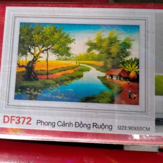 Tranh đính đá phong cảnh làng quê (90*60)