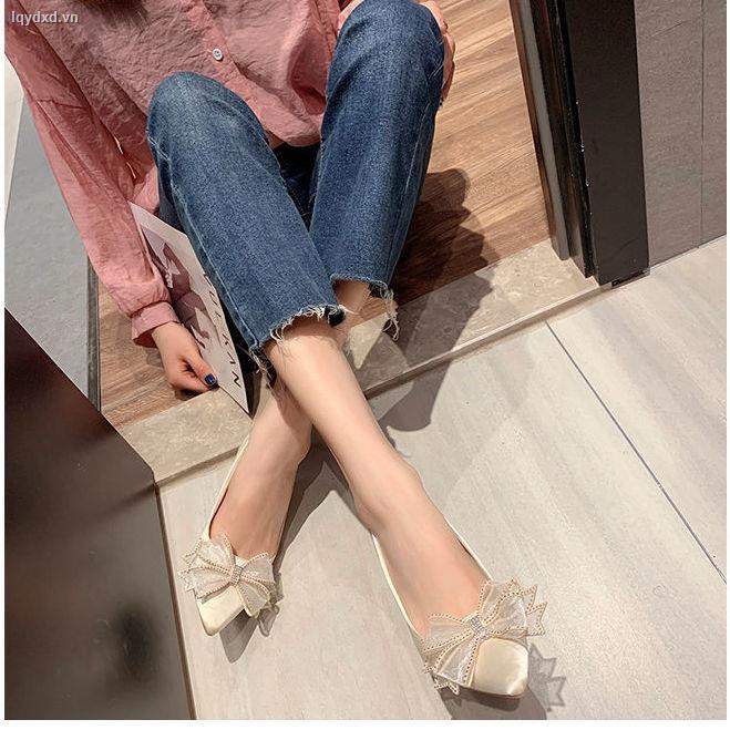 Giày cao gót mũi nhọn đính đá thời trang mùa hè 2021 cho nữ