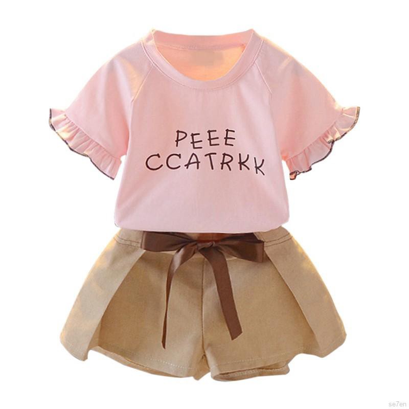 Set Áo Thun 3 Lỗ &amp; Quần Short Cho Bé Gái