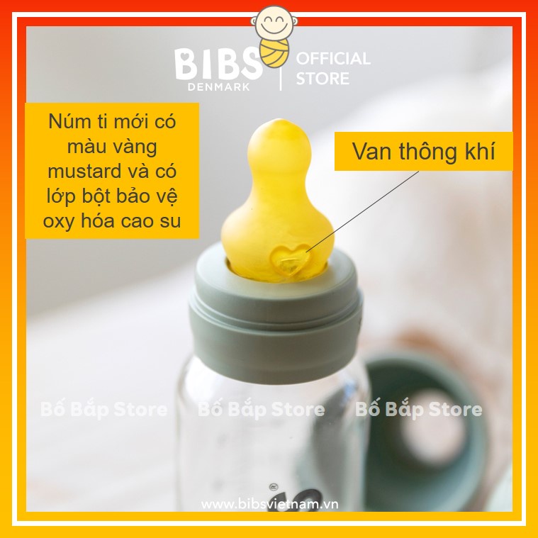 Núm Ti BIBS Cao Su ⚡𝟭𝟬𝟬% CHÍNH HÃNG⚡ Siêu Mềm Giúp Bé Tập Bú Bình Hiệu Quả
