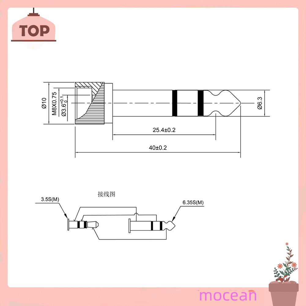 Đầu Chuyển Đổi 6.35mm Đực Sang 3.5mm Cái Với Giắc 3.5mm