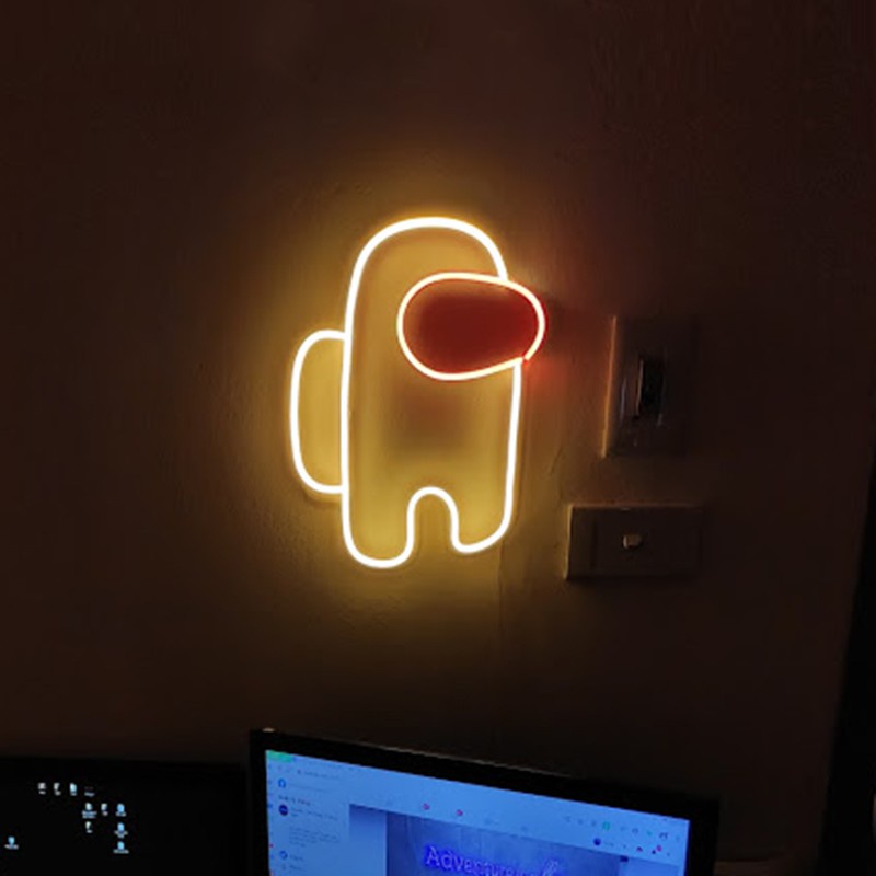 Đèn led Neon trang trí hình Among Us | Đèn neon trang trí phòng ngủ, treo tường