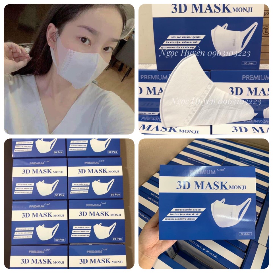 [Hộp 50c]Khẩu Trang 3D MASK Monji Công Nghệ Nhật Chính Hãng Công Ty( Monji, Duy Khánh,Xuân Lai)