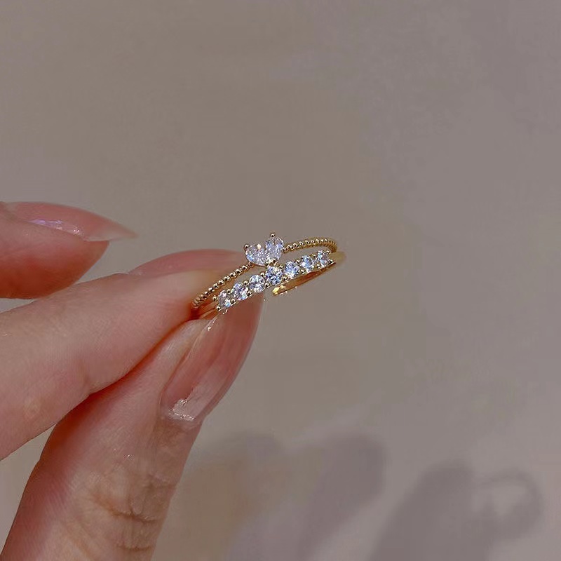 Nhẫn Hở Đính Kim Cương Nhân Tạo Thời Trang Hàn Quốc