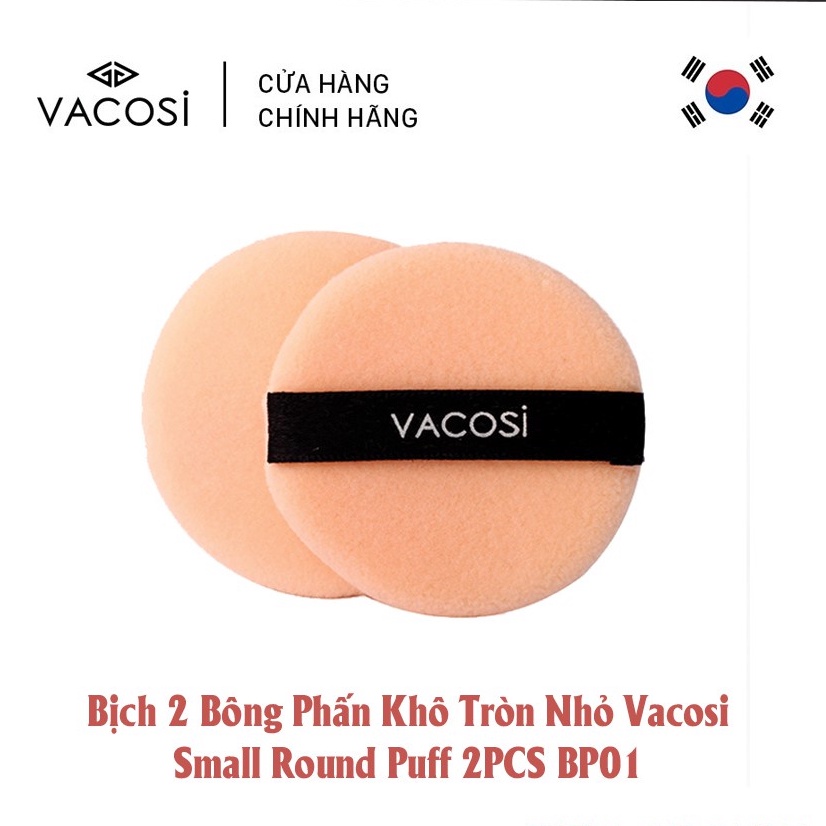 BÔNG PHẤN KHÔ VACOSI SMALL ROUND PUFF BP01 - TRÒN NHỎ BỊCH 2 CÁI