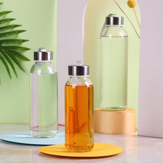 Bình thủy tinh trơn 350ml có quai xách xám