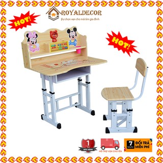 Bàn Học Sinh Có Giá Sách Nhỏ Thiết Kế Thông Minh, Mặt Bàn Gỗ Chân Thép Chắc Chắn, Điều Chỉnh Cao Thấp - Có 3 Màu