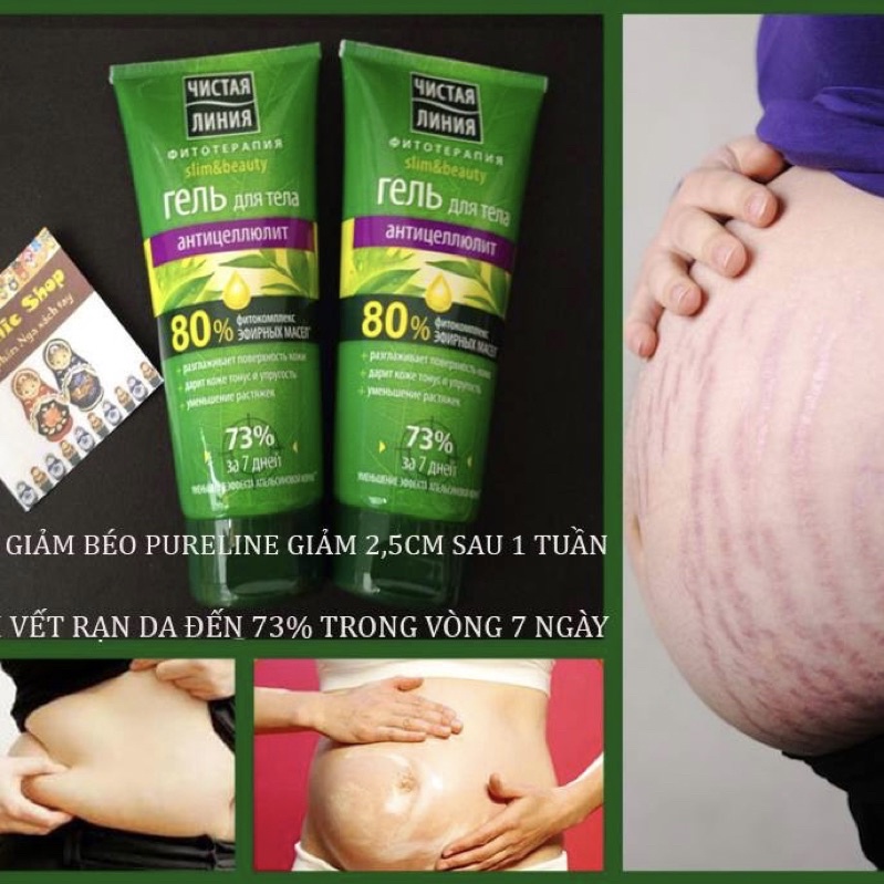 Gel tan mỡ bụng pureline nga chống rạn da săn chắc da eo thon, da đẹp trong 3 tháng. 100%[ chính hãng Nga
