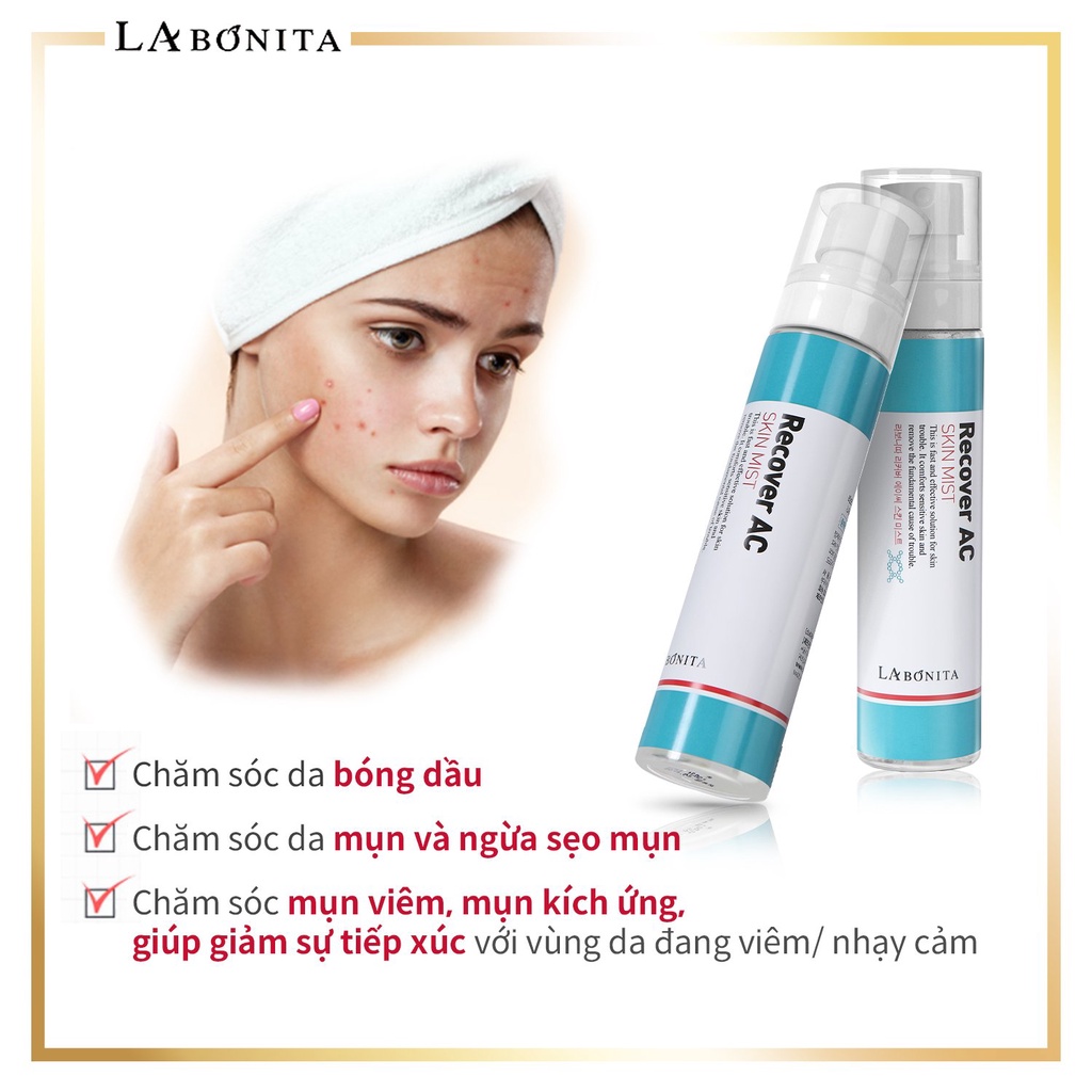 Xịt Khoáng giảm mụn - LA BONITA Recover AC Skin Mist 100ml