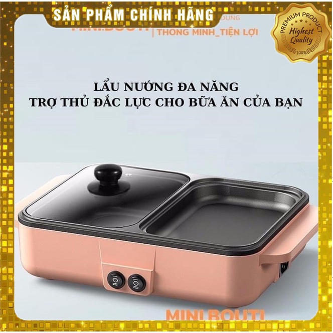 Bếp lẩu nướng 2 ngăn đa năng ⚡𝐅𝐑𝐄𝐄𝐒𝐇𝐈𝐏⚡Nồi lẩu mini Hàn Quốc, Bếp lẩu nướng 2 in 1 đa năng