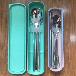 Bộ thìa đũa lúa mạch Inox 304 – Muỗng, thìa inox hộp lúa mạch cao cấp