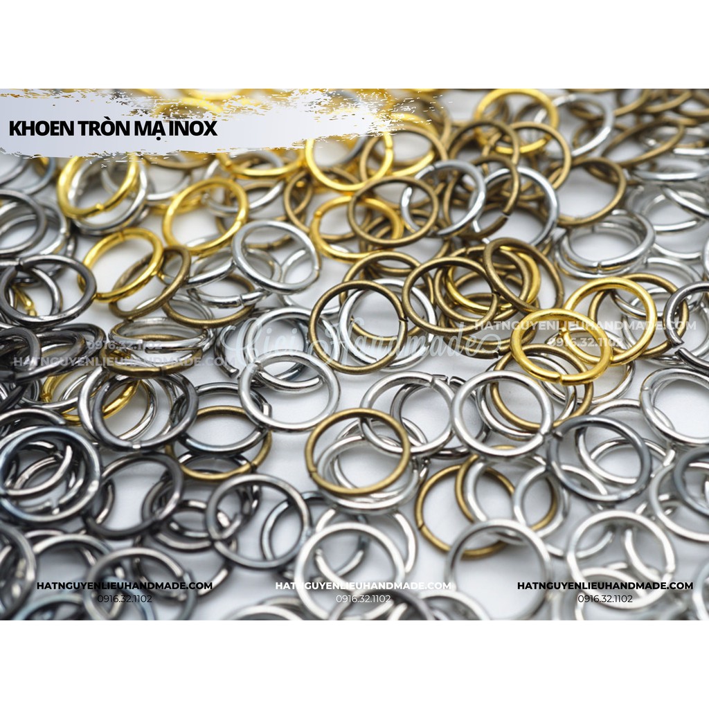 Túi 10g Khoen tròn mạ inox Cici Handmade hạt cườm nguyên liệu tự làm kẹp tóc, vòng tay, cài áo đính kết váy hạt đá DIY