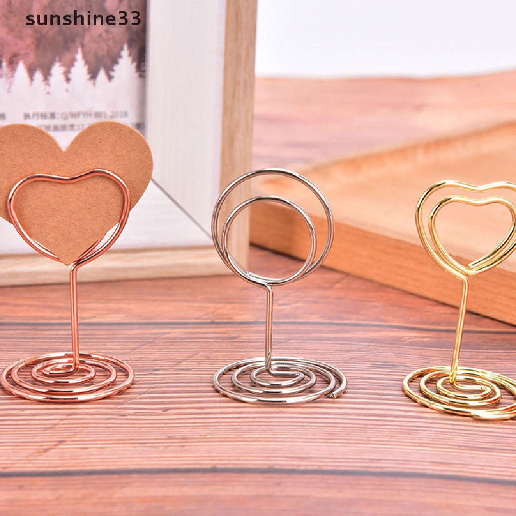 【SU】 Wedding Heart Photo Clip Table Number Stand Desktop Deco Metal Place Card Holder .