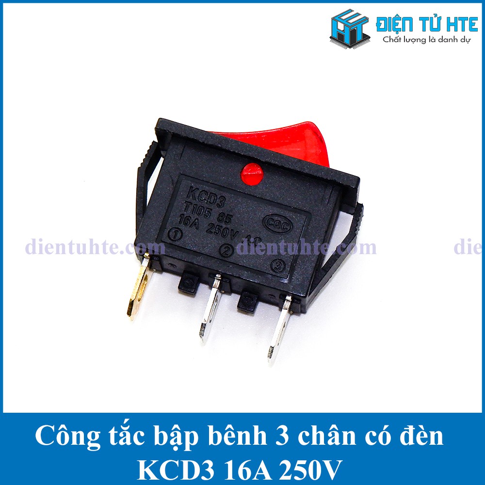 Công tắc bập bênh KCD3 16A có đèn