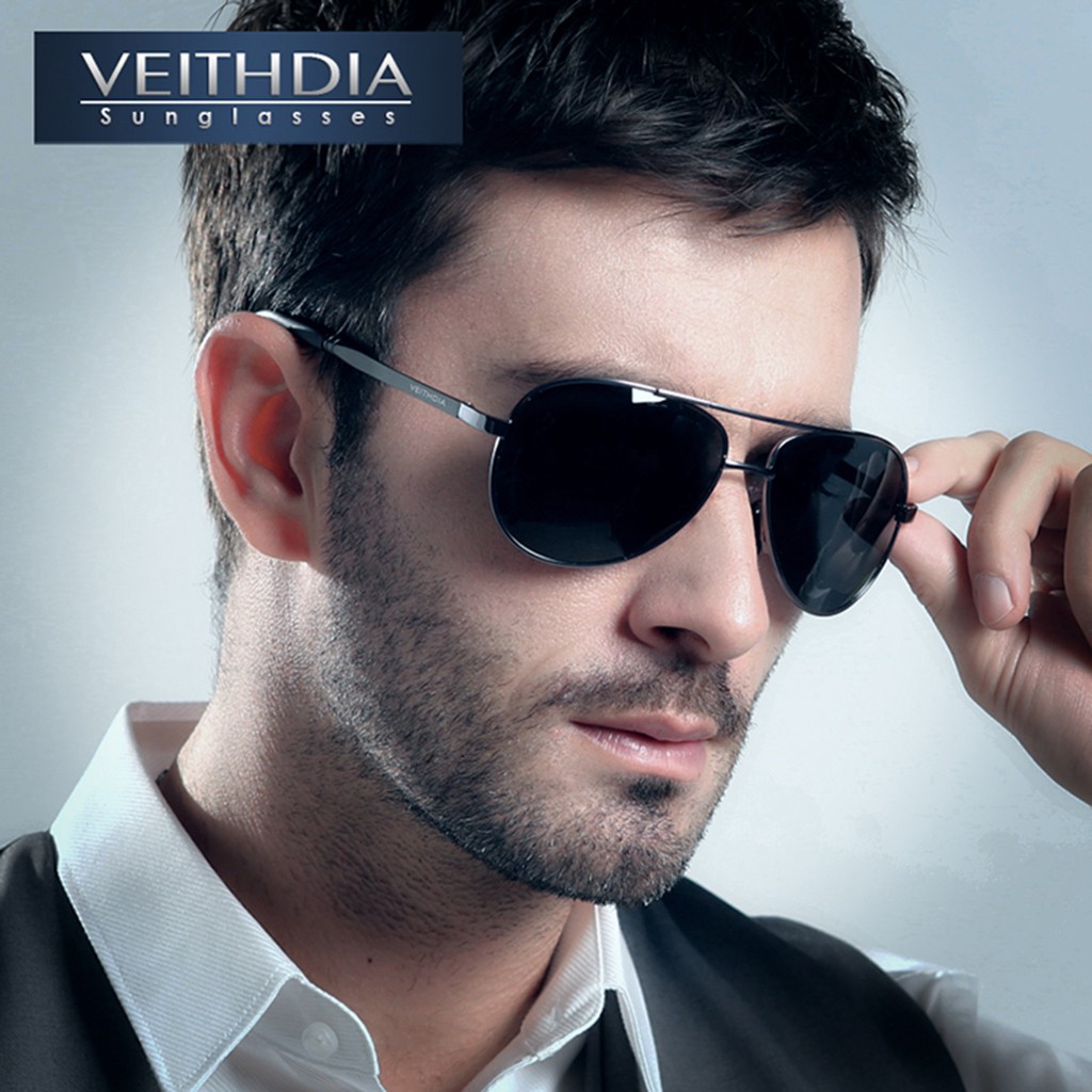 VEITHDIA Brand Men's Pilot Polarized Sunglasses men Alloy Frame Driving Glasses Design Goggle Eyewear Accessories shades