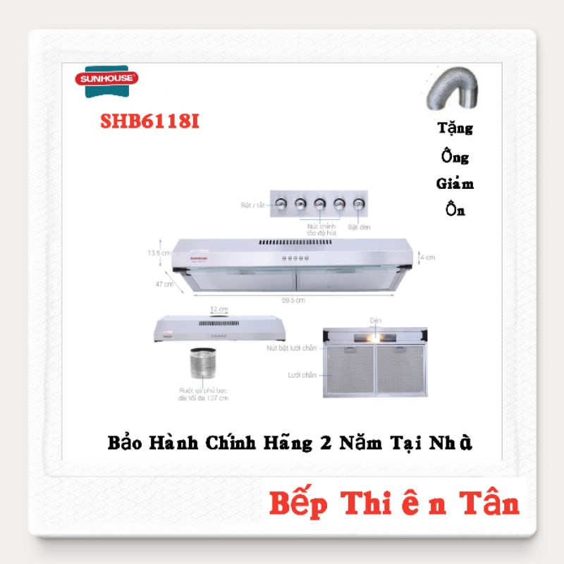 Máy Khử Mùi INOX430SS SUNHOUSE SHB6118I