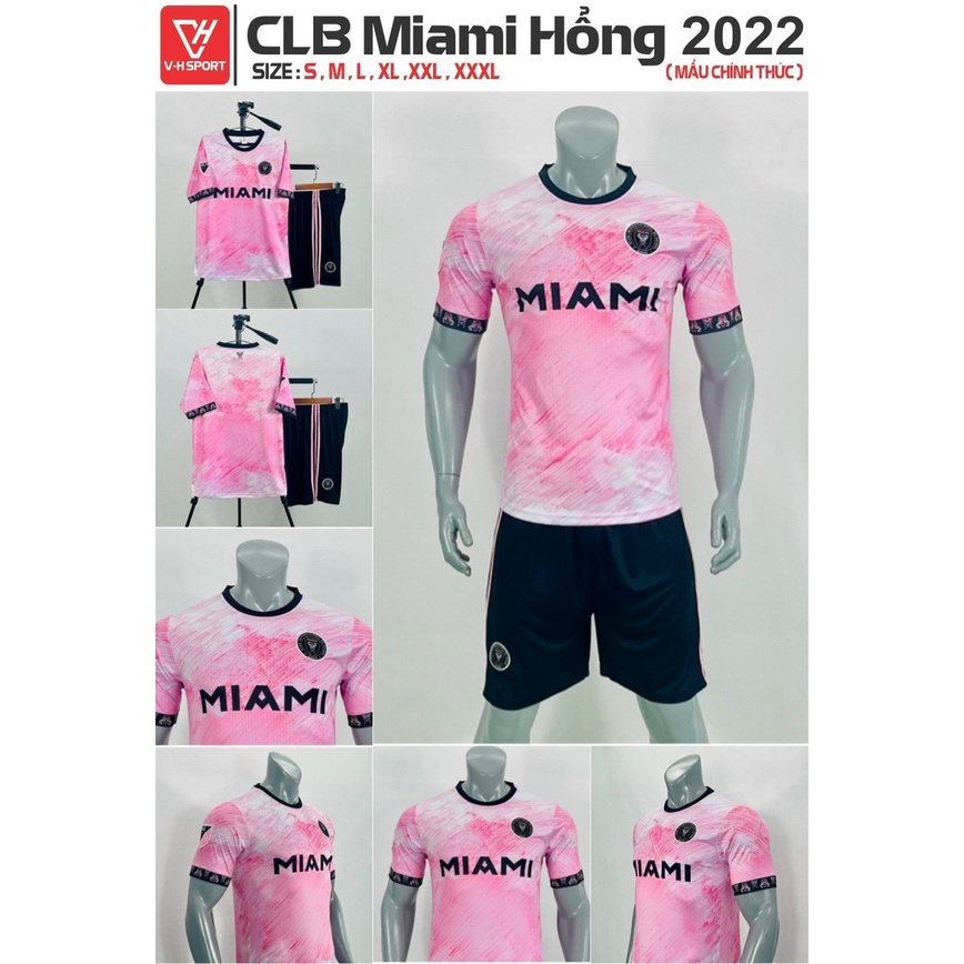 Bộ quần áo bóng đá, đồ đá banh Inter Miami Màu Hồng 2022-2023 Vải Thun Lạnh Cao Cấp