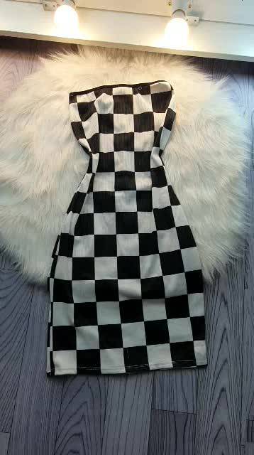 Đầm body ngắn sexy sọc caro trắng đen (có ảnh và video thật) | BigBuy360 - bigbuy360.vn