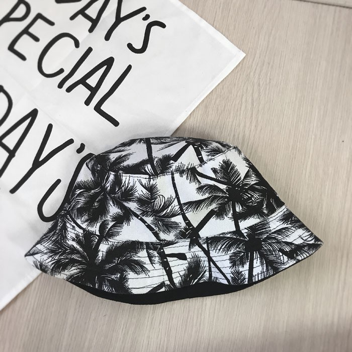 Mũ Bucket hai mặt nam nữ Nón họa tiết cây dừa vành tròn chất cotton form unisex - N13