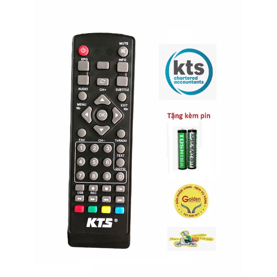 Điều khiển đầu thu KTS  - tặng kèm pin - Remote đầu thu truyền hình kỹ