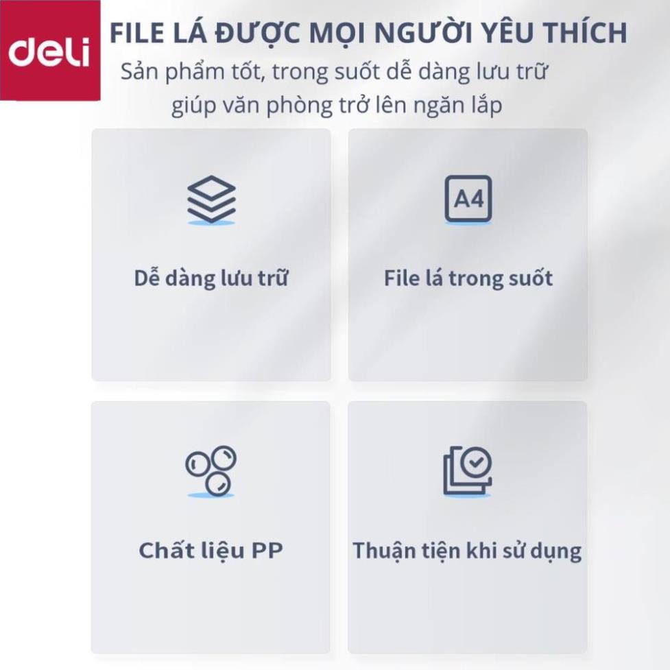 File lá học sinh A4 Deli - 30/40 lá - Xanh dương/Hồng/Trắng - 1 chiếc - 72493 / 72494