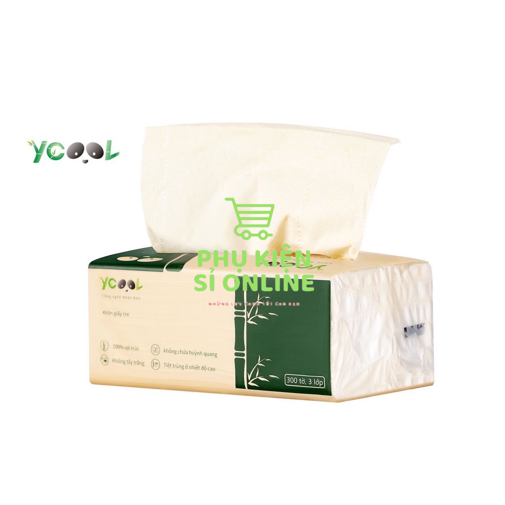 Thùng 30 gói/300 tờ giấy ăn, khăn giấy Gấu Trúc YCOOL không chất tẩy trắng, mềm mịn 4 lớp Store4girls