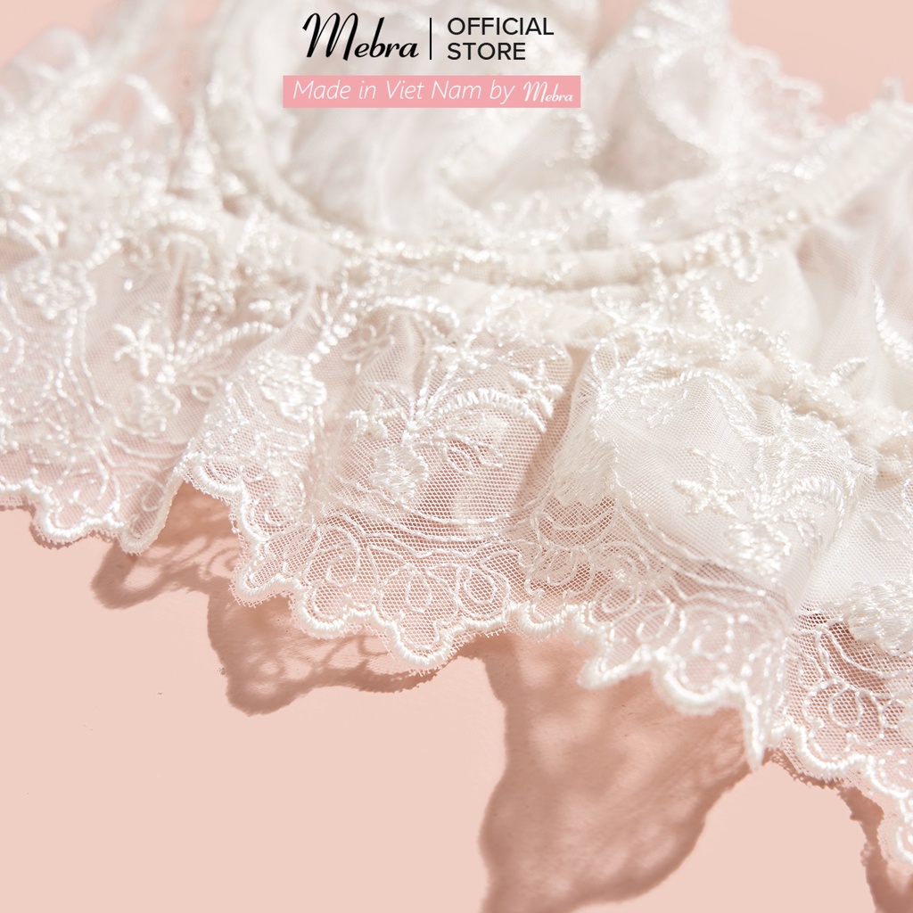 Áo lót ngực corset nữ ren thêu có gọng không mút chân ren gợi cảm sang chảnh cao cấp Mebra A006