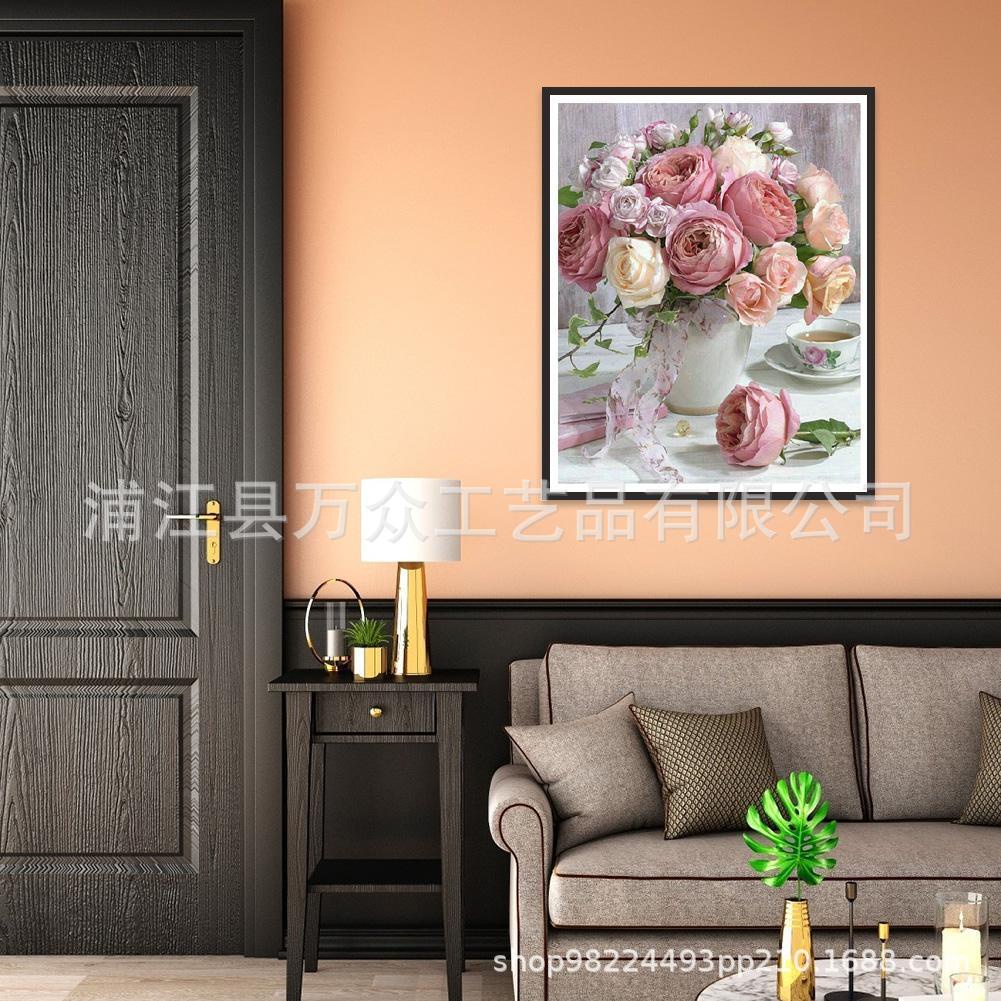 Tranh đính đá tự làm - tranh đính đá Bình hoa tuyệt đẹp đính full 100%