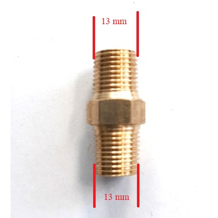 Nối thau khí nén, thủy lực, tưới nước 2 đầu ren ngoài 9.6mm, 13mm,17mm, 21mm bằng đồng thau