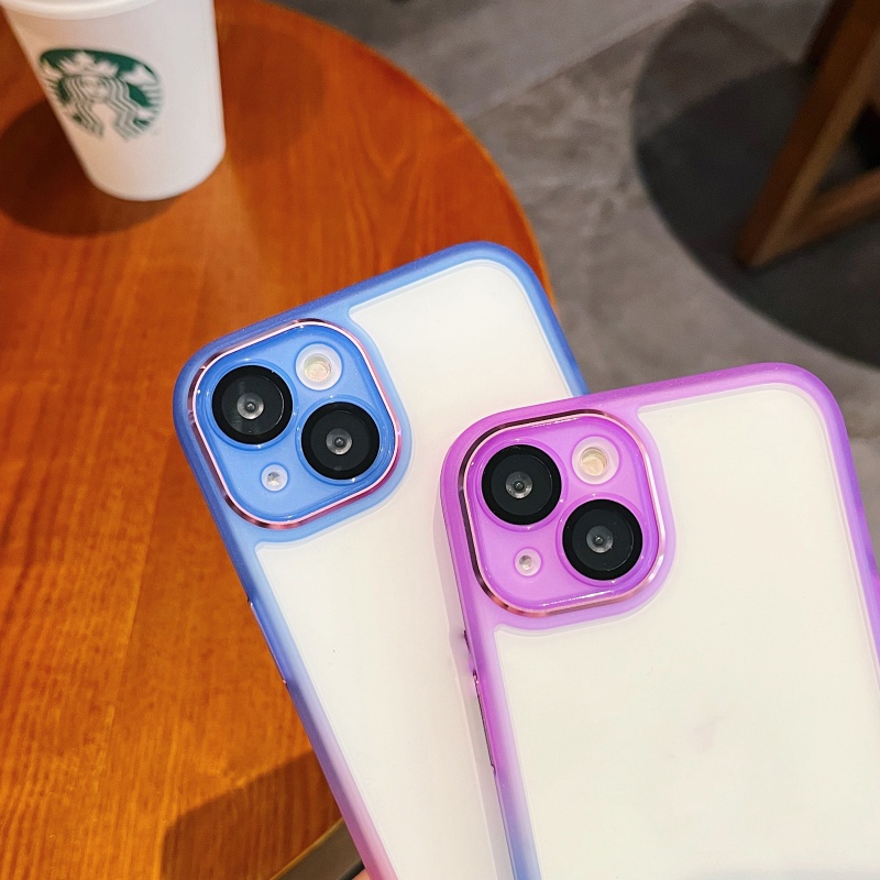 Ốp Điện Thoại Cứng Trong Suốt Chống Sốc Màu Gradient Cho iPhone 14 13 12 11 Pro Max