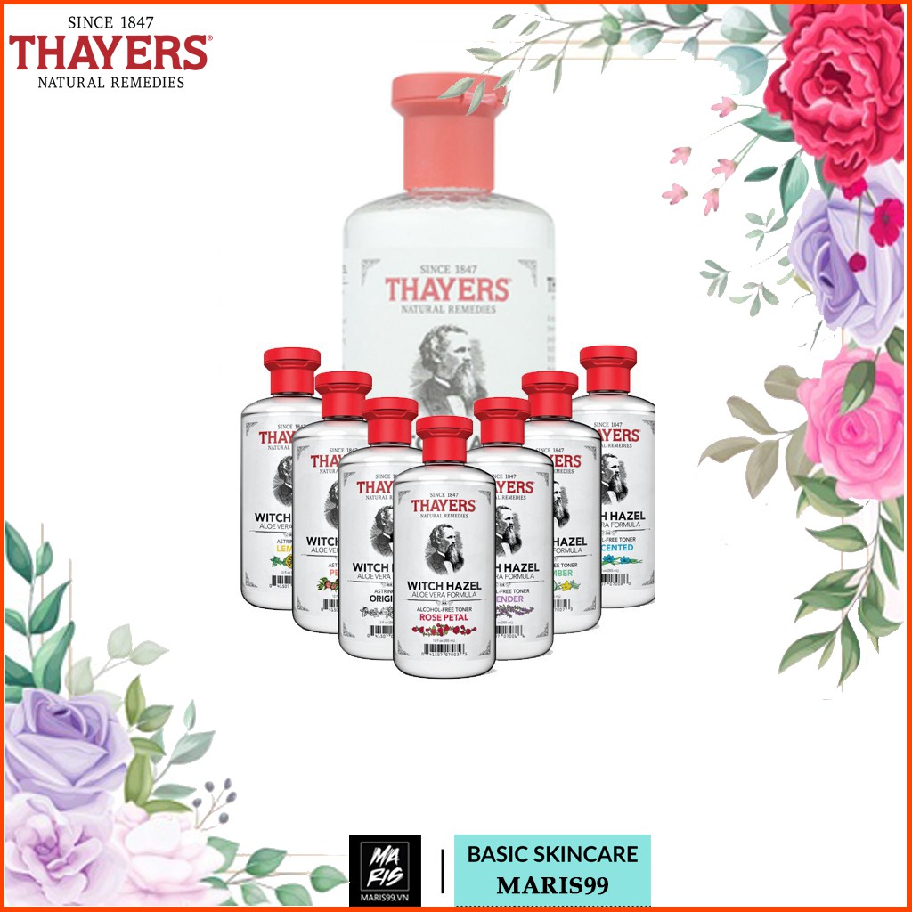 Nước Hoa Hồng Không Cồn Toner Thayers Witch Hazel; phân loại cho từng loại da 355ml
